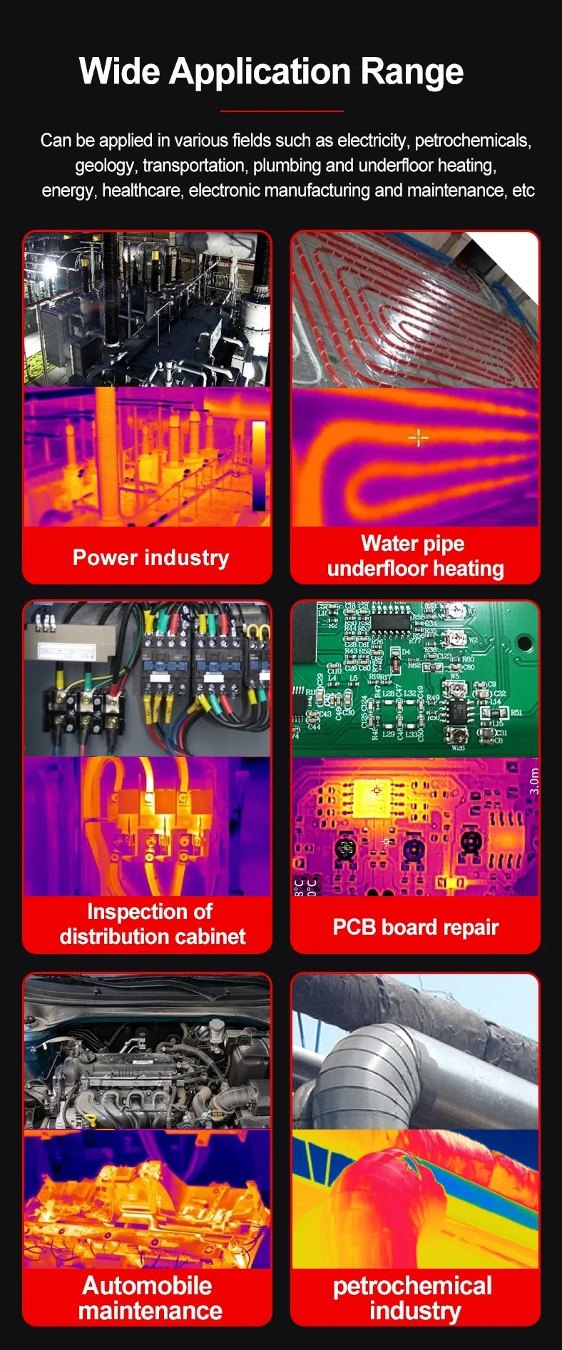 256*192 Industrial Thermal Camera 3.5Inch PCB Thermal Imager with 19999 Counts Multimeter Circuit Board Electrical Inspect
