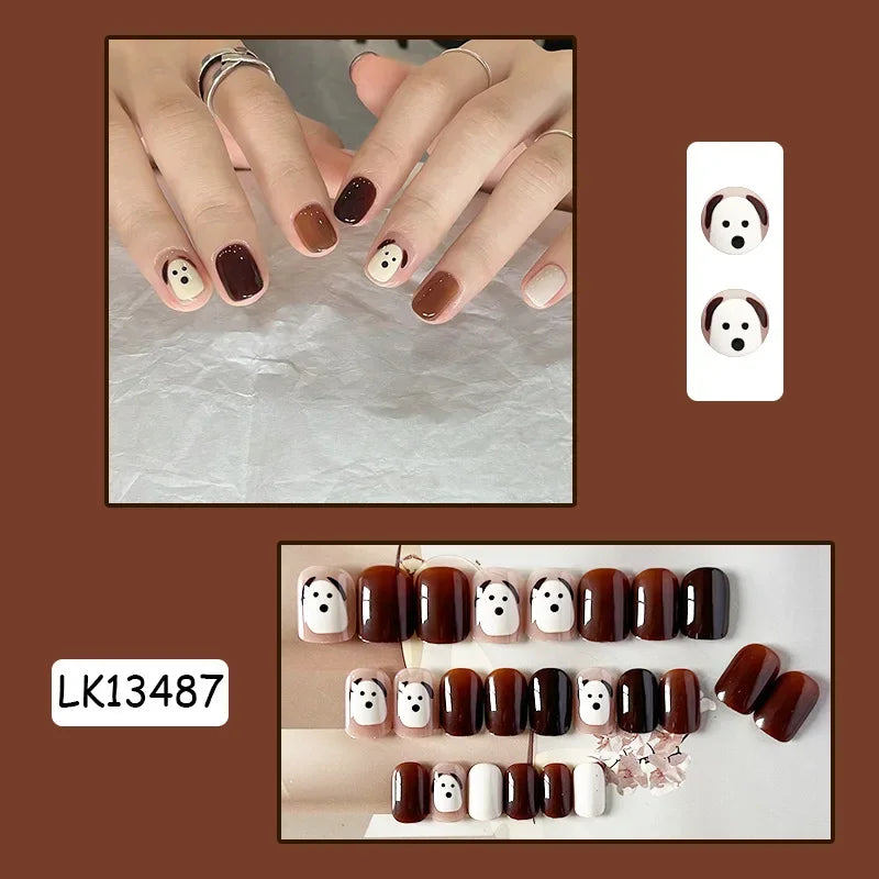 24Pcs/Set Yellow Lemon French Handmade Fake Nails Full Coverage Design Stick Wearing False Nails Artificial Press on Nail Tips