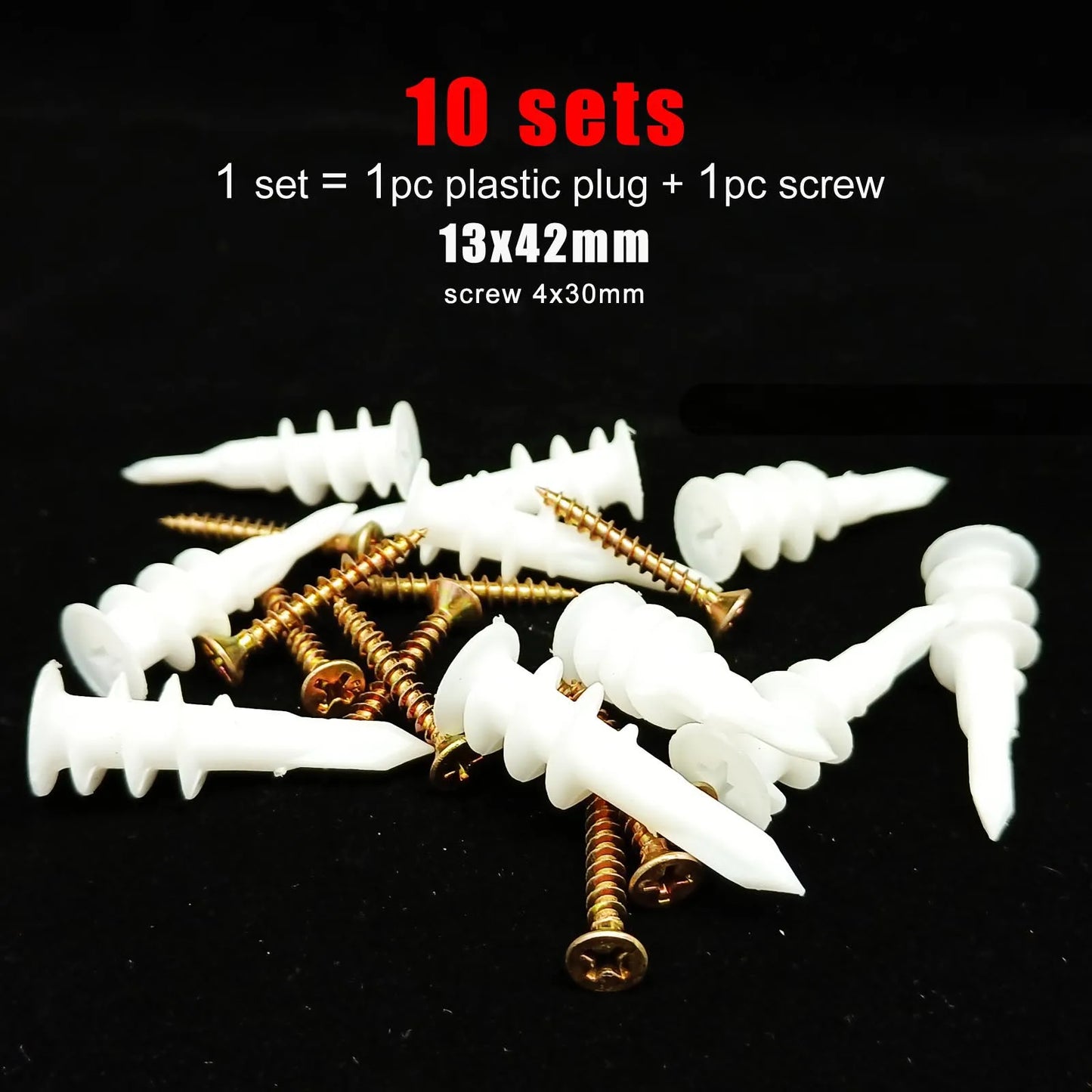 10sets Self Drilling Drywall Anchor with Tapping Screw for Plasterboard Gypsum Hollow Cavity Wall Expansion Plug Plastic Nylon