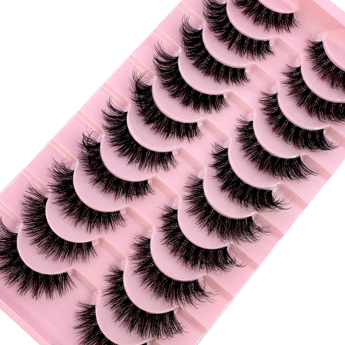 Fluffy False Eyelashes 10Pairs Natural Cat Eye Lashes Transparent stem Faux mink Lashes Thick Soft Curly Lashes