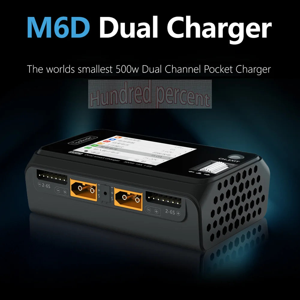 ToolkitRC M6D V3 500W 15A DC Dual Channel MINI Smart Charger Discharger For 1-6S Lipo Battery FPV Model Spare Part Replace