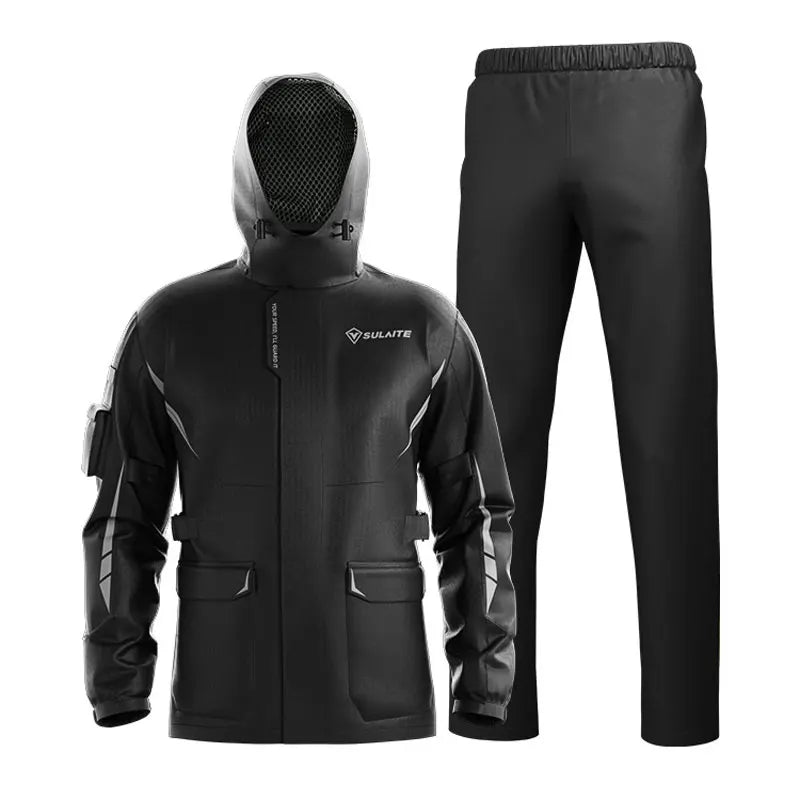Men Women Waterproof Motorcycle Rider Raincoat Suit Set Reflective Light Raincoat For Riding Jacket Pants Set
