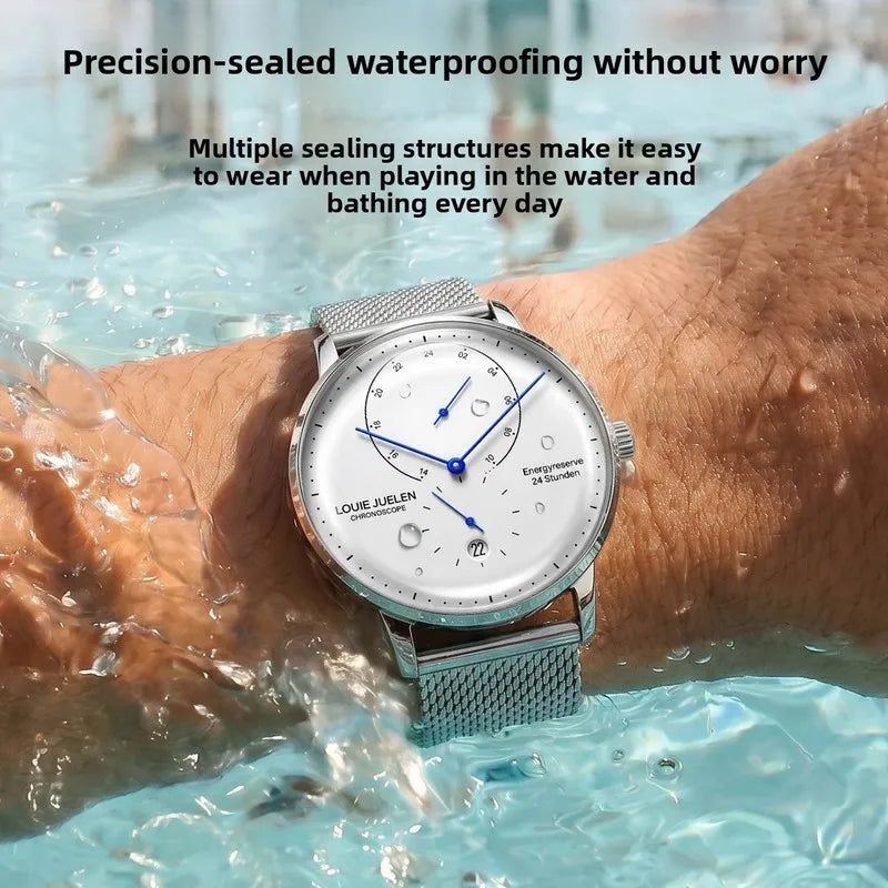 New Calendar Quartz Men's Watch Tempered Glass Double Curved Waterproof Business Minimalist Wristwatch