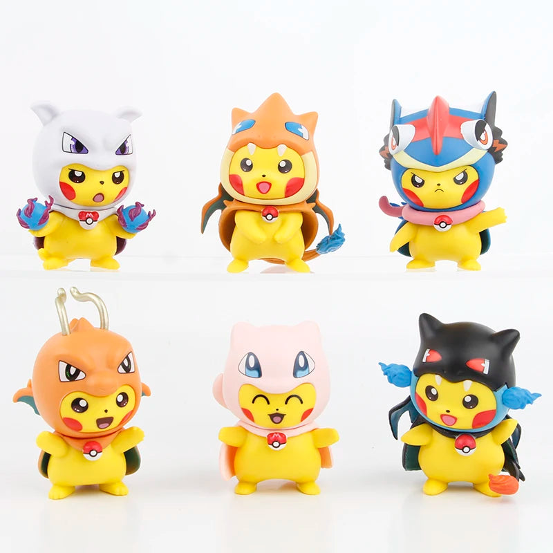 New 6pcs/set Pokemon Pikachu as Charizard Mew  Figure Toys 7cm