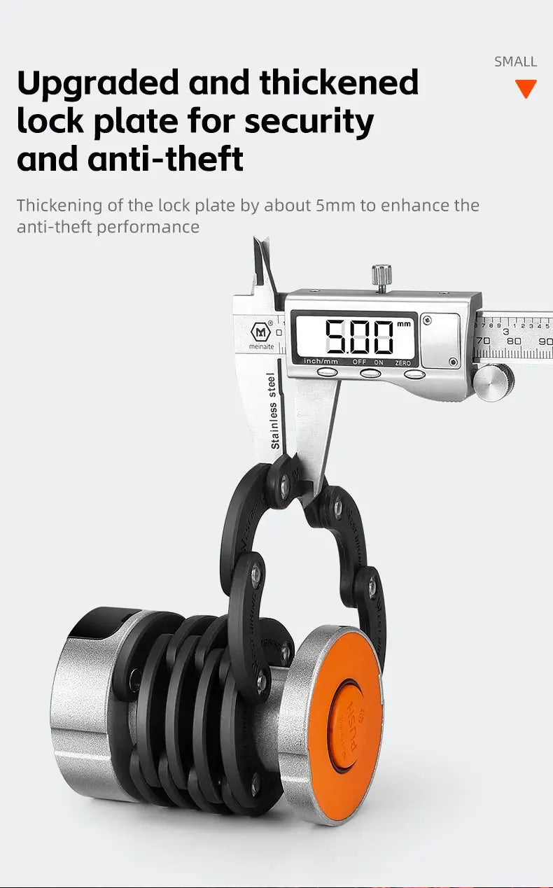 WEST BIKING Folding Bike Lock Combination Anti-theft Lock Portable E-Bike Heavy Duty Chain Lock Bicycle Cycling Accessories