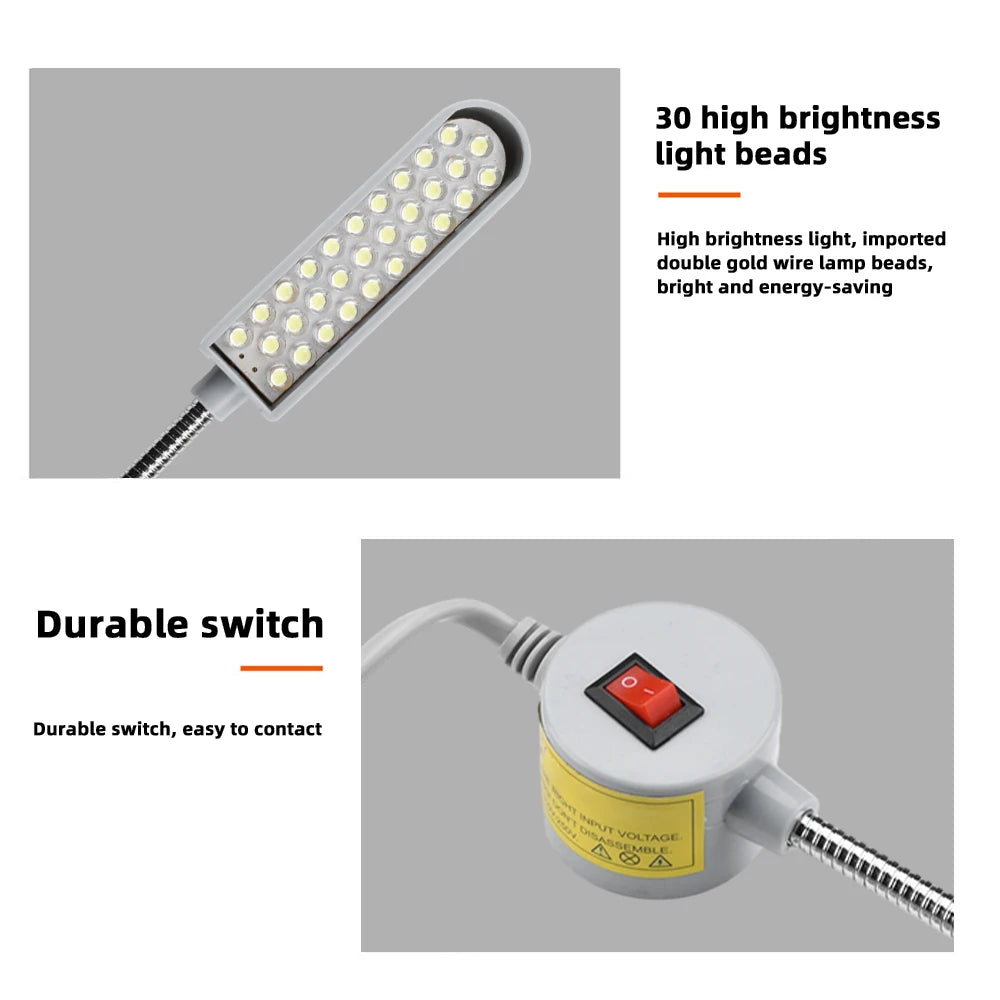 30 LED Industrial Sewing Machine Lighting Lamp Clothing Machine Accessories Work Light 360° Flexible Gooseneck Industrial Lights