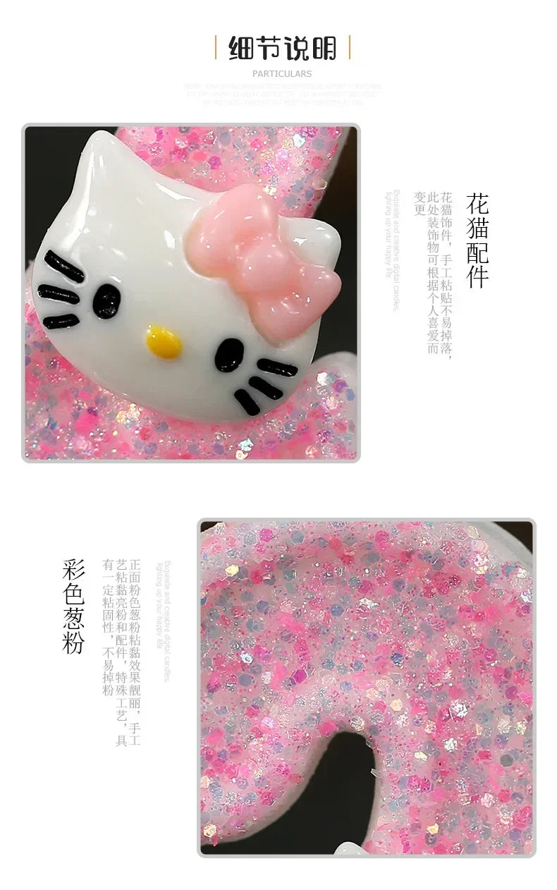Kawaii Hello Kitty Number Birthday Candle Sanrio Kitty Cat Digital Candles Birthday Cake Decoration Anniversary Party Candles