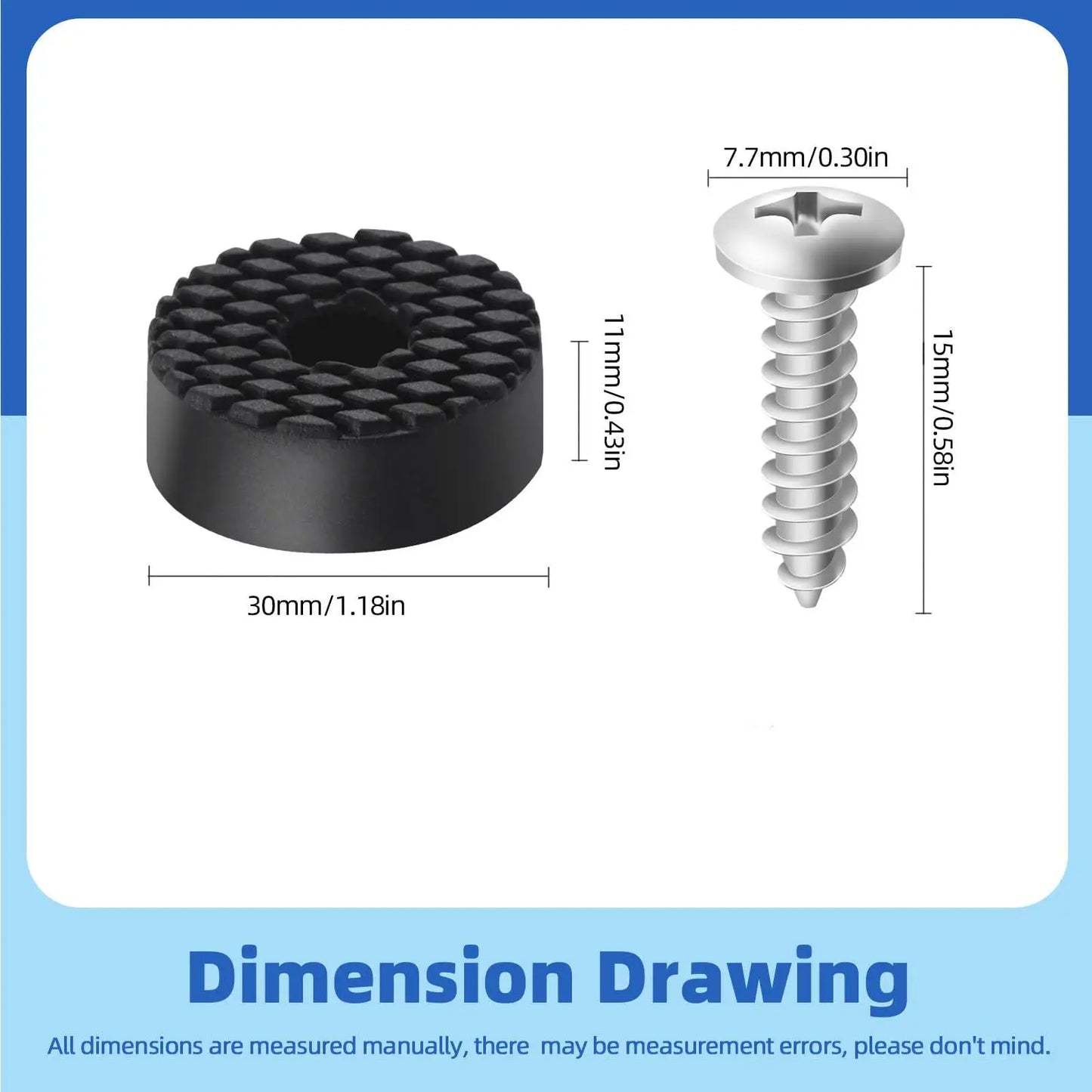 12pcs Round Rubber Feet 18/24/30MM Non-Slip Furniture Pads with Screws Black Floor Bumper Protector for Chair Leg Hardwood Floor