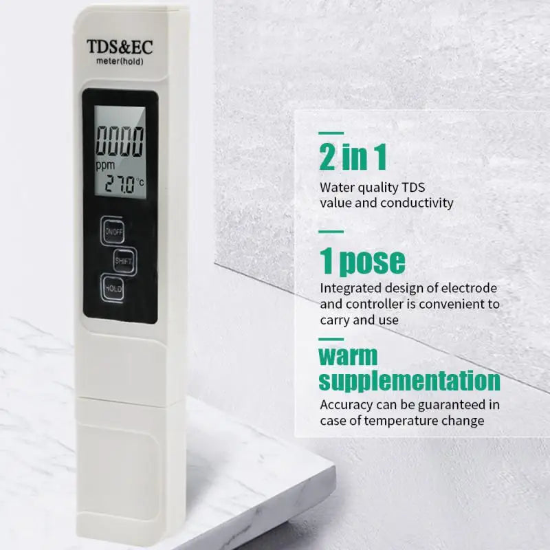 1/3/5PCS Digital Water Quality Tester TDS EC Meter Range 0-9990 Multifunctional Water Purity Temperature Meter TEMP PPM Tester