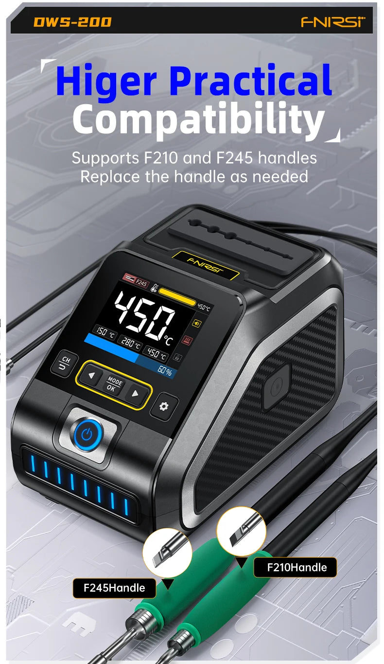 FNIRSI DWS-200 200W Rework Soldering Station C210/C245 Handle with Soldering Helping Hand Electronic Welding Repair Solder Tools