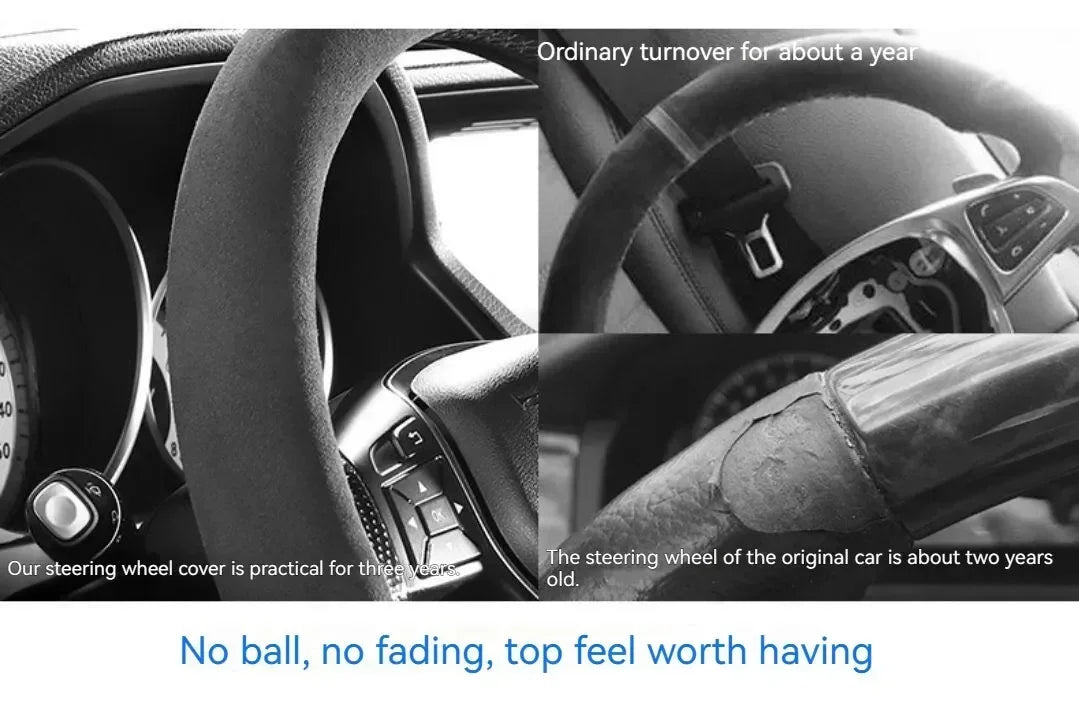Suede Cover for All Seasons Auto Steering Wheel Cover Ultra-thin Non-slip D-shaped Round Breathable Car Steering Wheel Protector