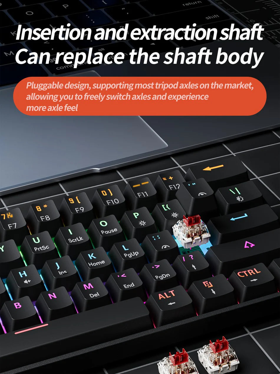 MUCAI 61USB Wired Mechanical Keyboard Red Axis 61 Keys Hot Swappable Interface RGB Lighting Compact Practical Design