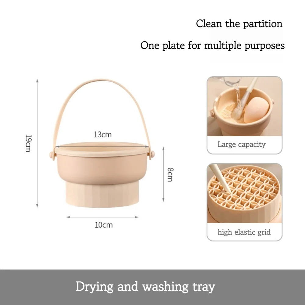 Makeup Brush Cleaner Cleaning And Drying Storage Tray 3-in-1 Silicone Beauty Tool Cleaning Bowl Practical Cleaning Tool