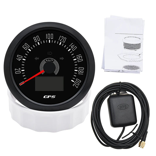 85MM GPS Speedometer With GPS Antenna 7 Color Backlight 200km/h Speed Gauge Meter For Motorcycle Marine Boat Car Truck 12V 24V