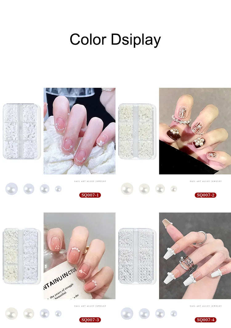 3D Nail Art Rhinestones Nail Decorations Gems Crystal Pearl Butterfly Half Beads Nail Art DIY Decoration Wholesale Mix Size