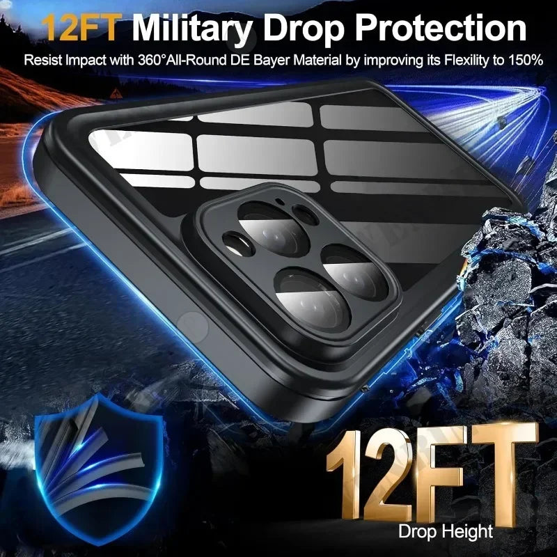 IP68 Waterproof Case For iPhone 16 15 14 13 12 Pro Max Full Body Protective Cover Swim Underwater Diving Magsafe Magnetic Fundas