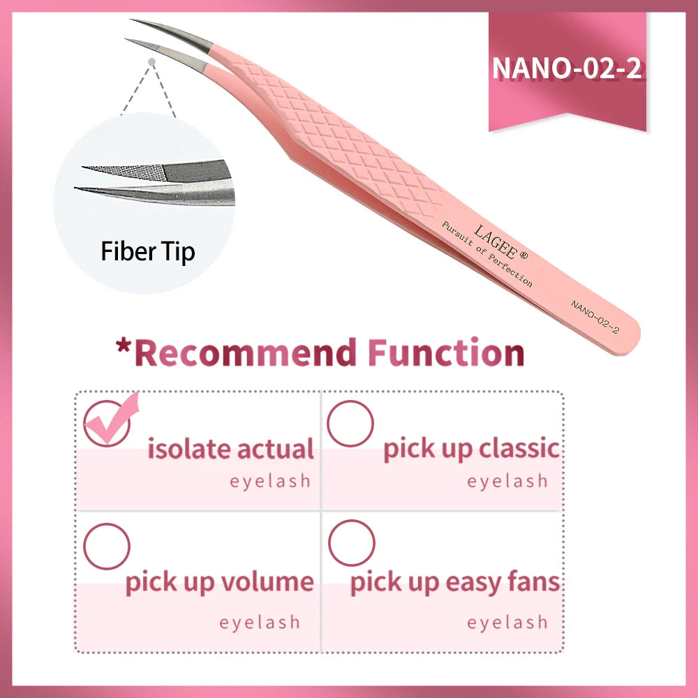 LAGEE Fiber Tip Eyelash Extension Tweezer Volume Isolation Precise Lash Tweezers Nano Technology Eyebrow from Nagaraku Makeup