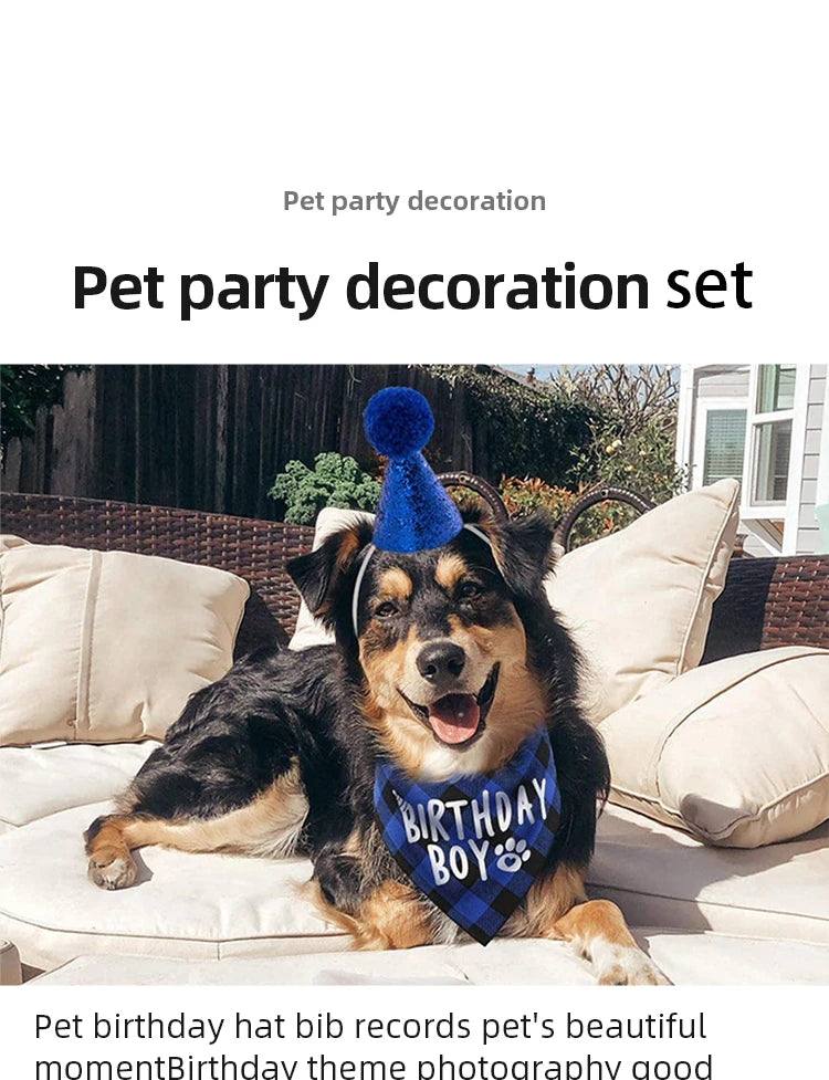 Dog Birthday Party Decoration Set Pet Triangle Scarf Cute Hat Bow Tie Collar Dog Accessory Birthday Decoration Supplies