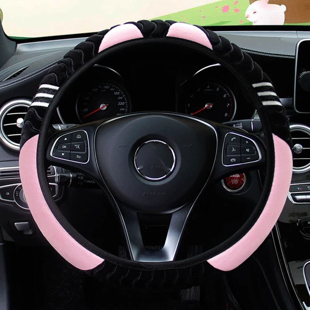 Universal Car Steering Wheel Cover Little Monster Styling Decor Steering Wheel Elastic Covers for Men Women Winter Plush Warm