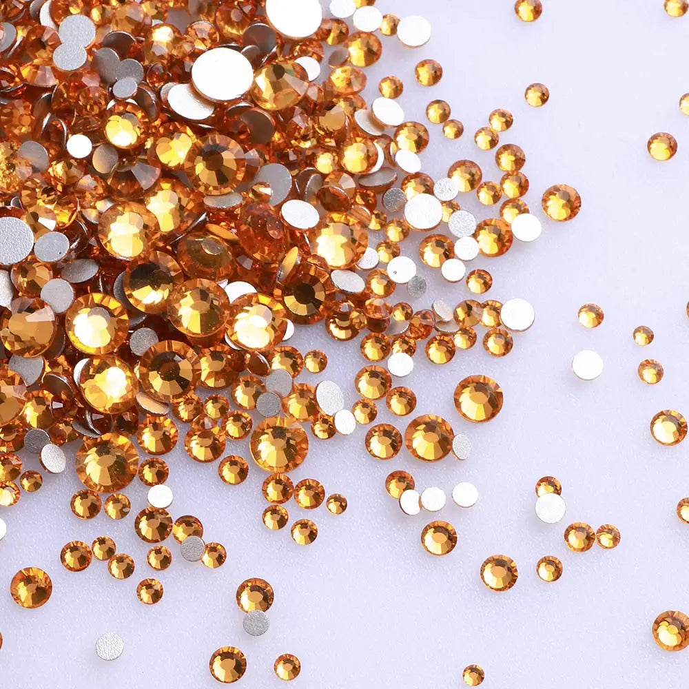 QIIY 1440Pcs Mix Size SS3-SS20 Clear Crystal FlatBack Rhinestones Non-Hotfix Glass Decorations DIY Glitter Stones 3D Nail Art