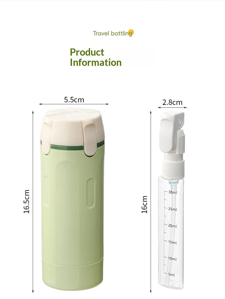 4-in-1 Travel Refillable Bottles, Portable Toiletries and Cosmetics Containers for Shampoo, Body Wash, Travel Storage Bottles