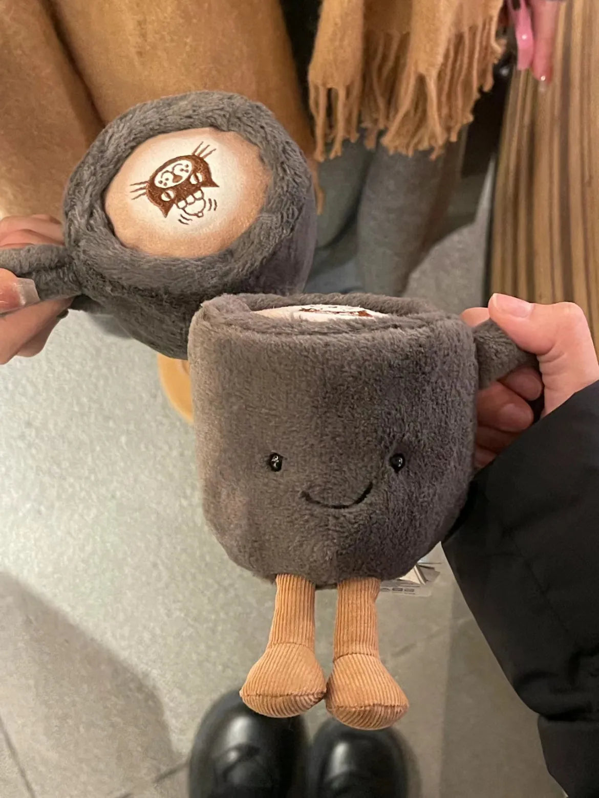 Jelly Cat Plush Fun Coffee Cup Cute Plush Toy Soothing Sleep Plush Doll Trendy Gift Plush Doll Cute Backpack Plush Pendant