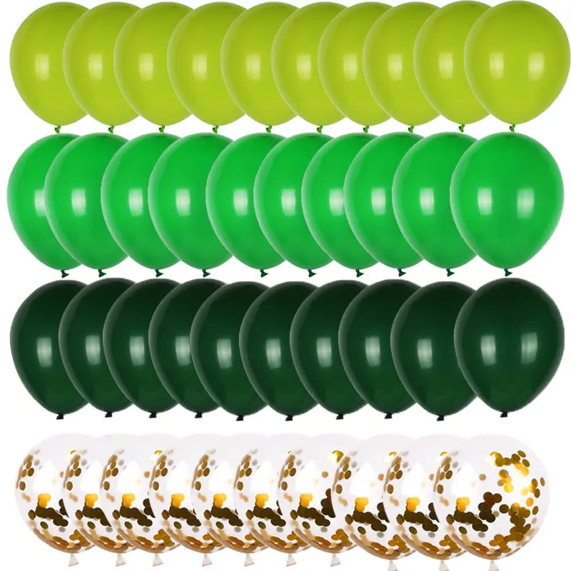 40pcs Retro Dark Green Balloons Set Confetti Balloon Jungle Safari Animal Birthday Party Decorations Kids Boy Baby Shower Favors