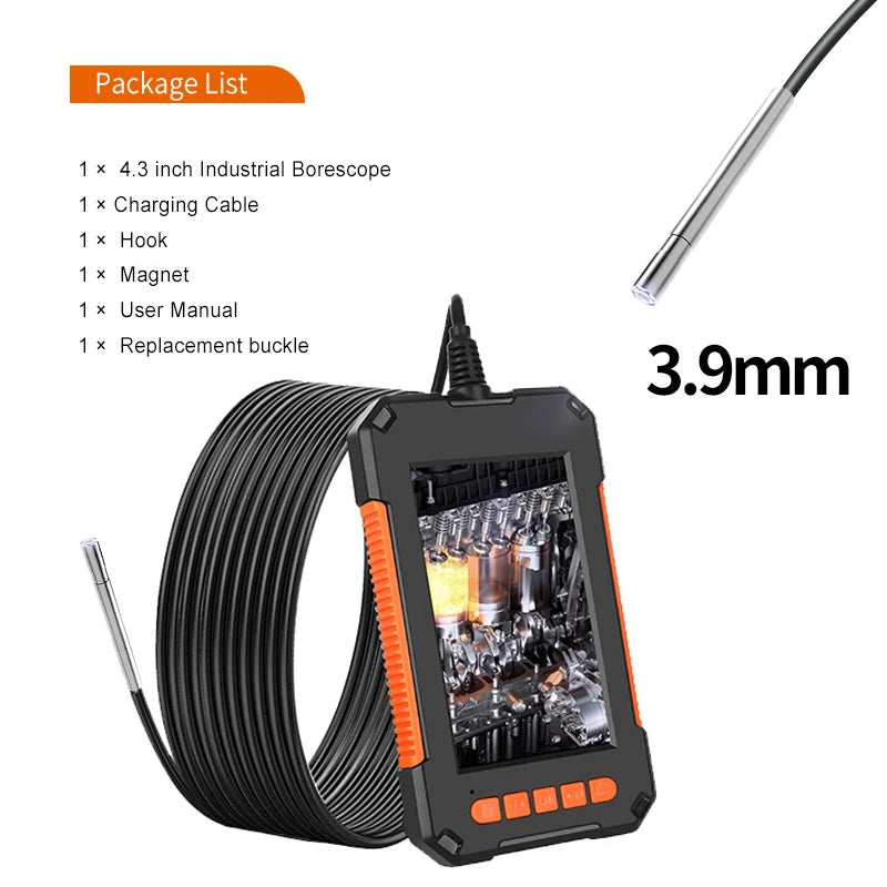 Industrial Endoscope Camera 1080P 4.3 "Single Dual Lens HD1080P Car Inspection Borescope Supports Photo Snap and Video Recording