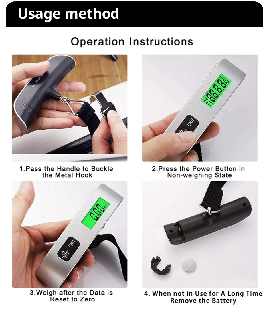 1pcs LCD Display 110lb/50kg Electronic Luggage Hanging Suitcase Travel Weighs Baggage Bag Weight Balance Portable Scale Digital