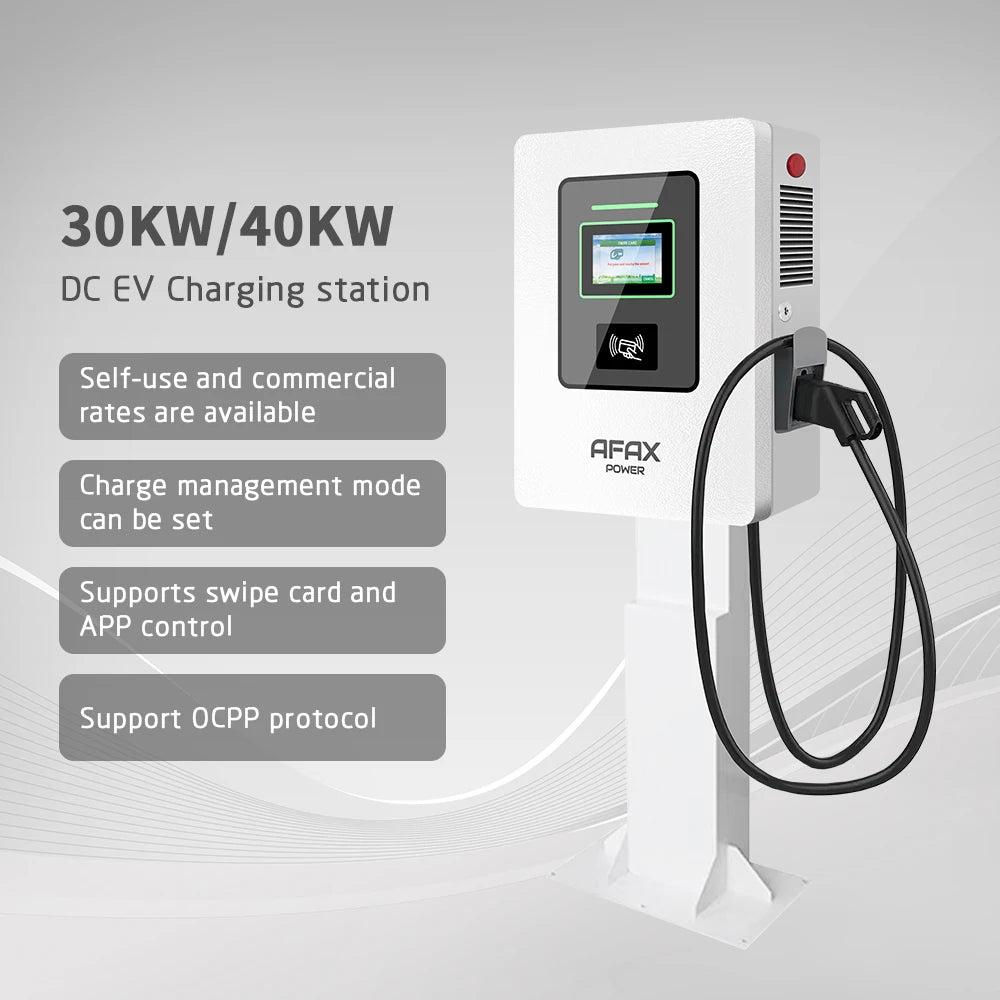 AFAX POWER CCS2 3phase 40KW EV Wall-mounted charging Station With LCD Touch Screen Display