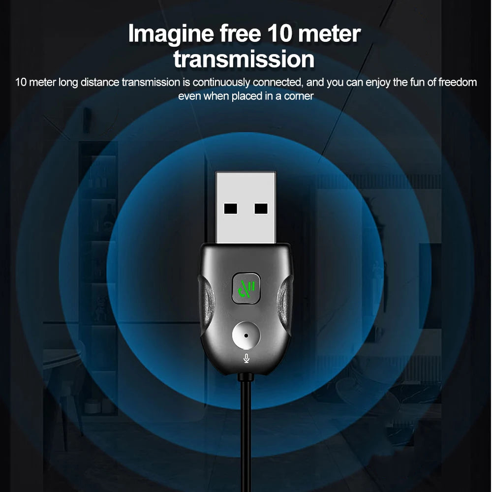 Bluetooth 5.0 Car Receiver Adapter 3.5mm Jack Aux Audio Music Car Transmitter with 0.3M-1.2M Flexible Wire USB Transmitter