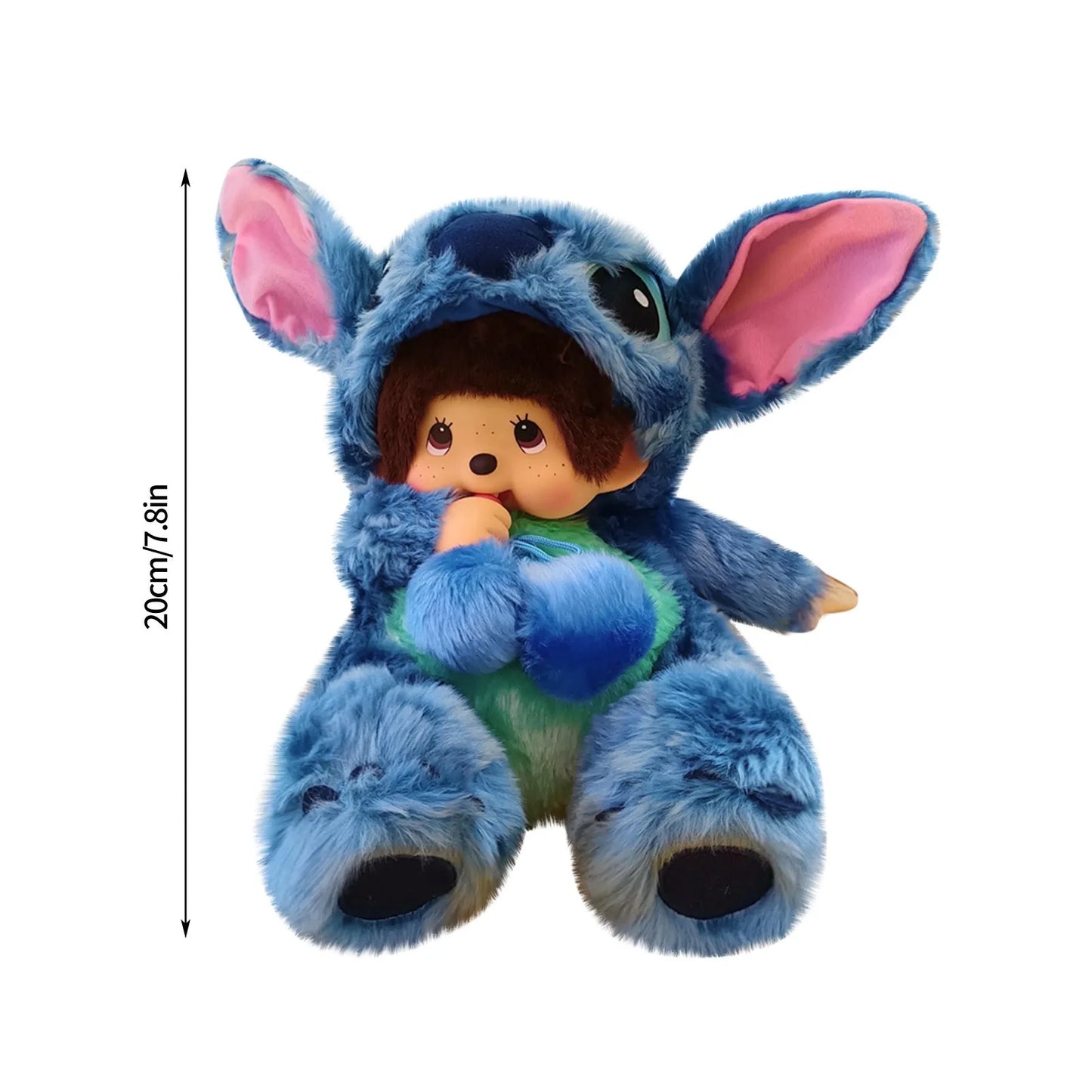 Genuine Cute Anime Mengqiqi Plush Doll Toy Gift Cartoon Cross-Dressing Blue And Pink Stitch Children'S Comfort Birthday Gifts