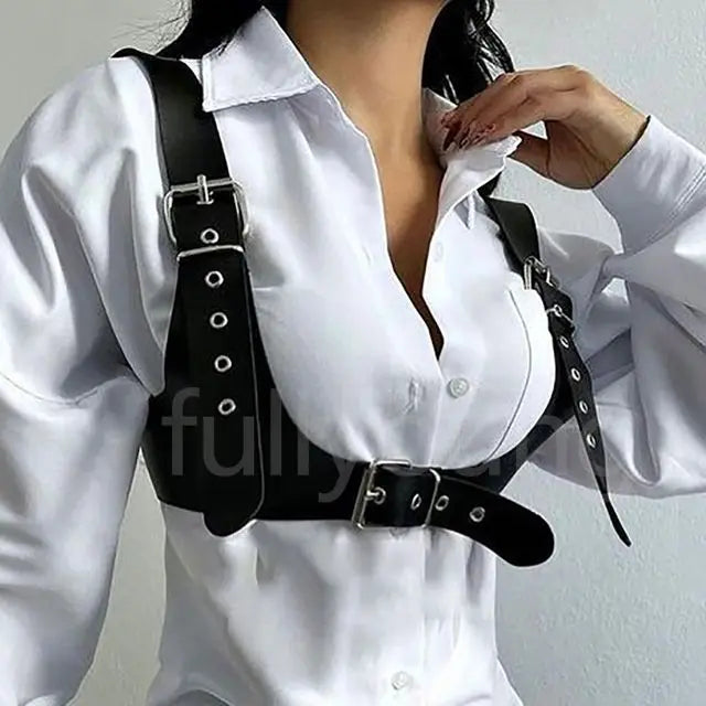 Black PU Leather Punk Body Chains Fashion Strong And Sturdy Waist Straps Belt Club Adjustable Body harness