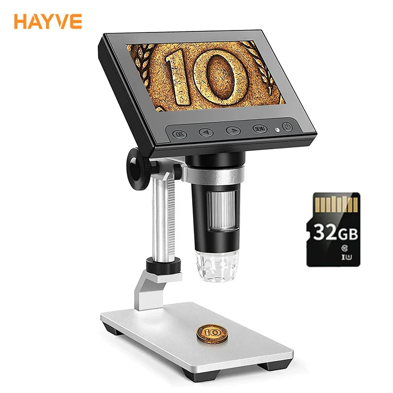 Hayve Digital Microscope 1200X Soldering Microscope for Coin 12MP PCB Circuit Repair Magnifier Compatible with Windows/Mac OS