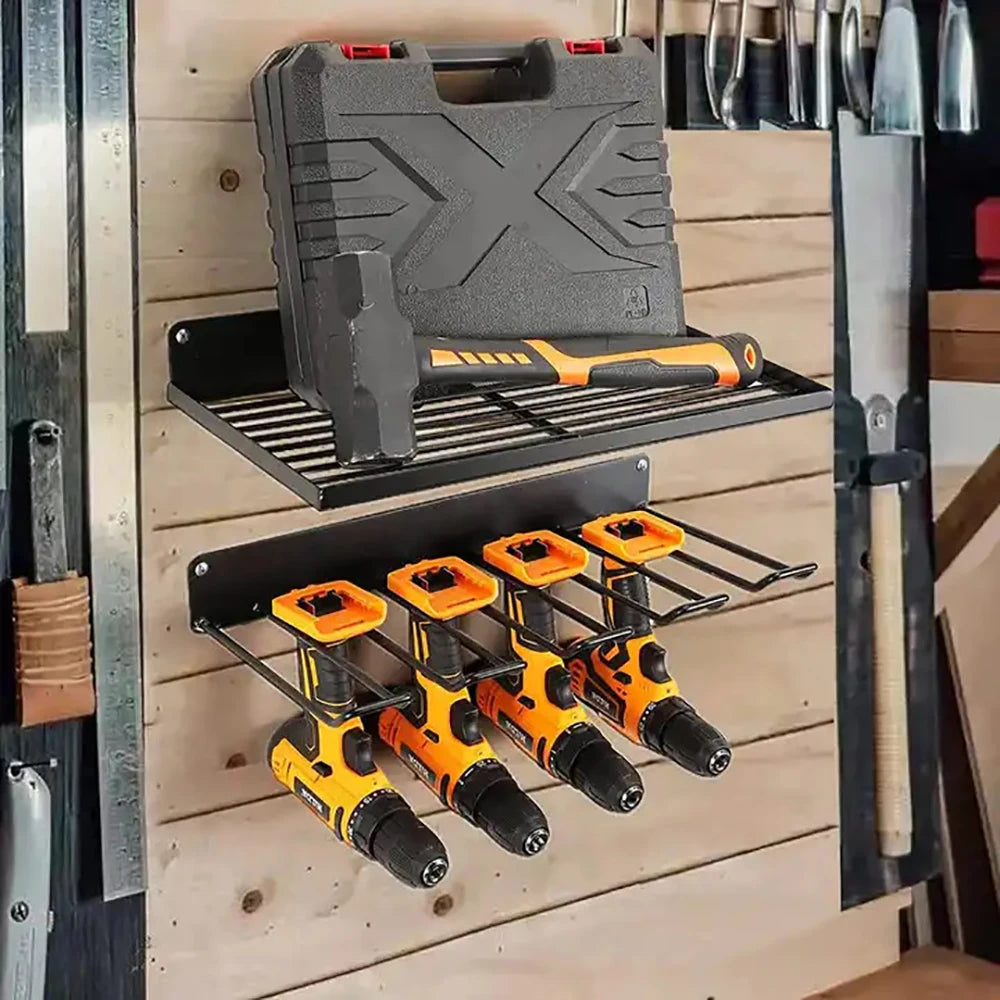 Power Tool Organizer Wall Mount, Power Tool Rack Tool Shelf Drill Holder Wall Mount for Garage Organizers and Storage