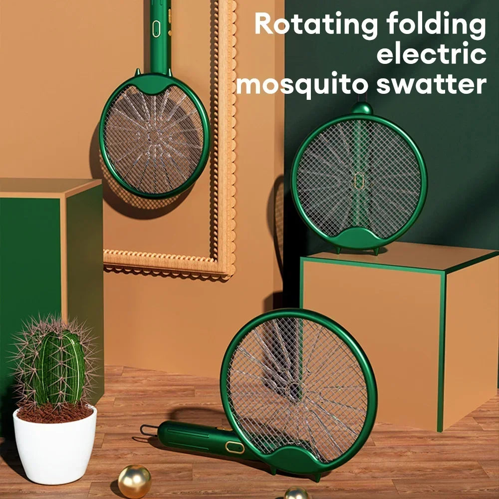 Foldable Electric Mosquito Killer Fly Swatter Trap USB Rechargeable Mosquito Racket Insect Killer with UV Light Bug Zapper 3000V