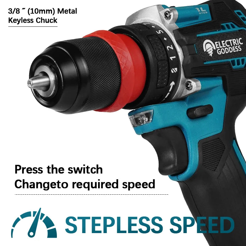 Cordless Brushless Electric Drill 10mm Multifunctional Home Screwdriver Home Improvement Handheld For Makita 18V Battery Pin