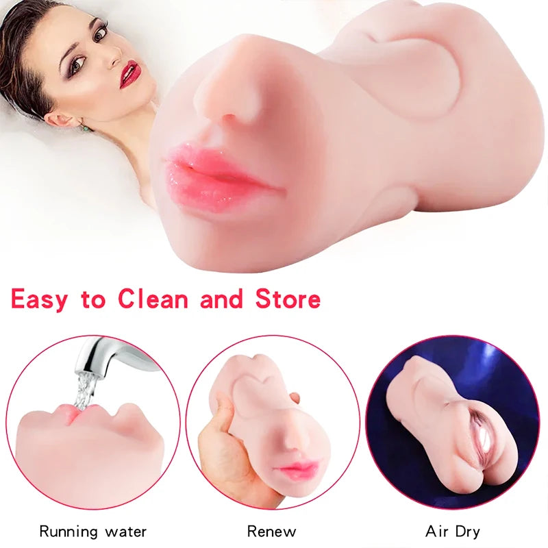 3 in 1 Male Sex Toys with Sexy Mouth Realistic Vagina and Tight Anus Ass Oral Sex Doll Stroker Adult Toys Adult Supplies for Men