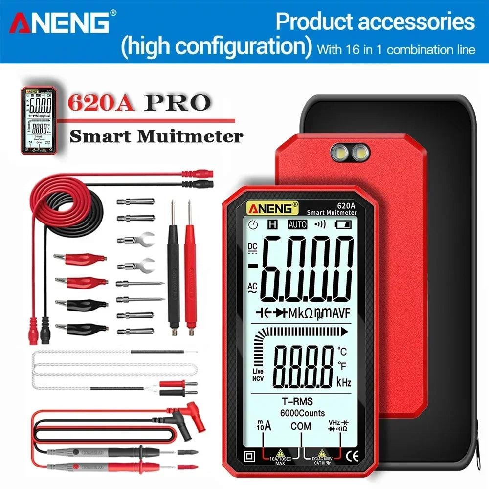 ANENG 620A High Precision Counts Auto Resistance Tester Digital Multimeter True RMS 6000 Manual Ranging Voltage Current