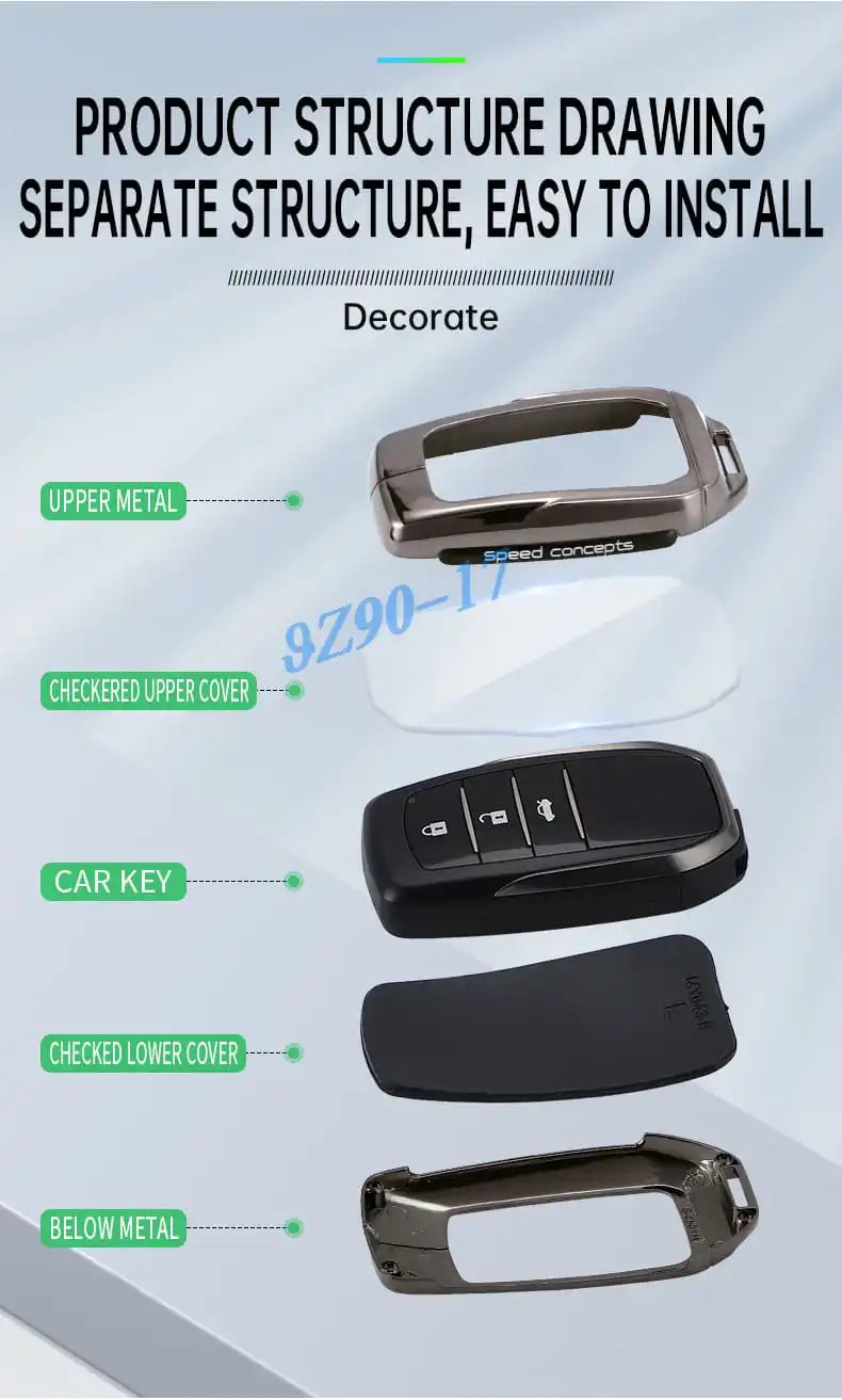 Metal Carbon Fiber Car Key Fob Case Cover Keychain For Toyota Corolla Cross Yaris Sienna Venza Harrier Hilux Tundra Mirai Land