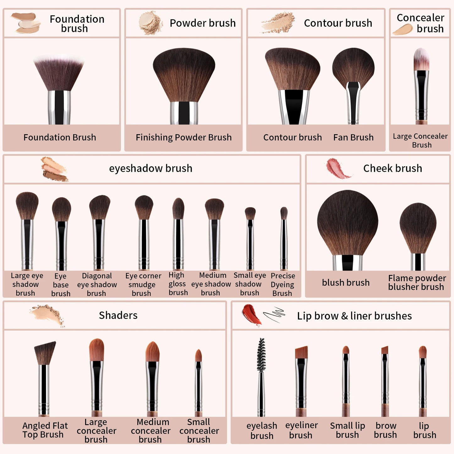 24 makeup brushes with wooden handles Natural Makeup Brushes Set Eyeshadow Make Up Brush Hair Kit for Makeup nabor kistey Blendi