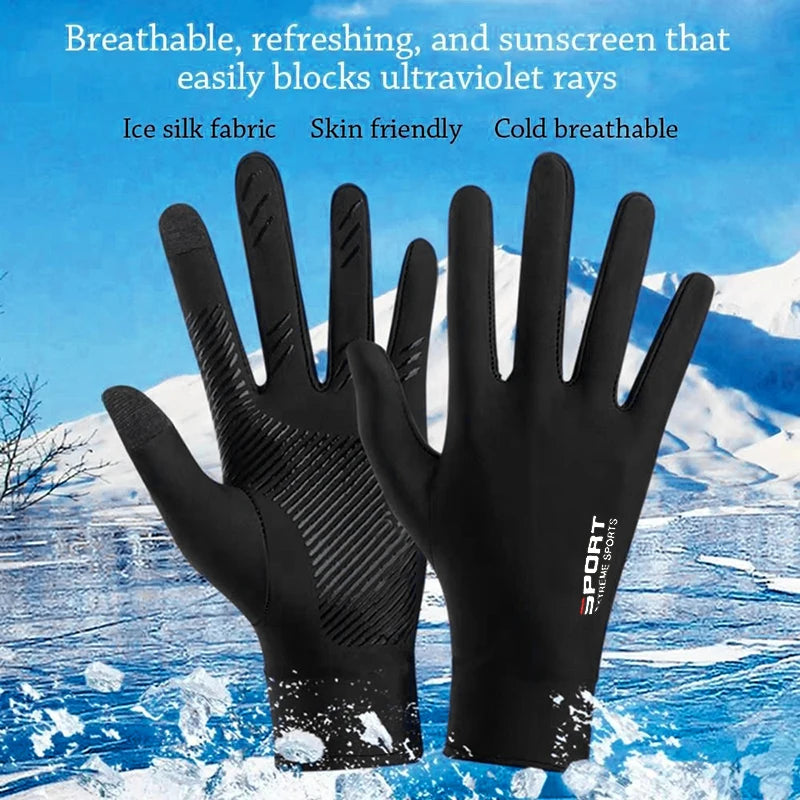Summer Ice Silk Touchscreen Anti slip Gloves Outdoor Fishing Waterproof Sunscreen Gloves Bicycle Gloves