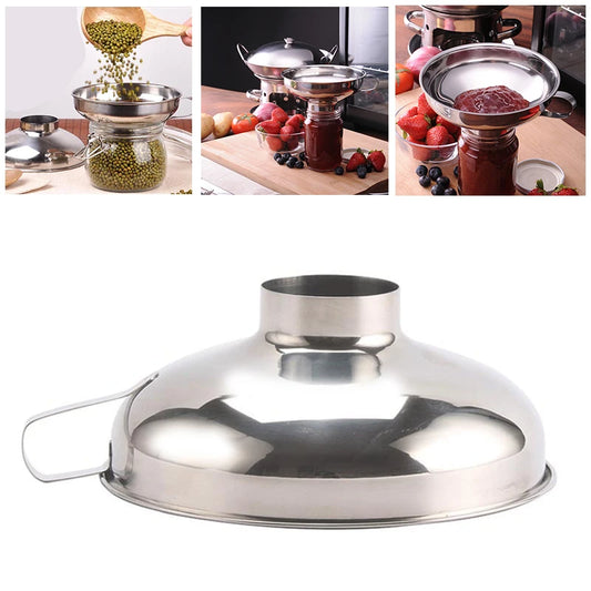 Stainless Steel Wide Mouth Funnel Multi-function Jam Salad Dressing Funnel Cans Funnel Pour Oil Wine Funnel Kitchen Accessories