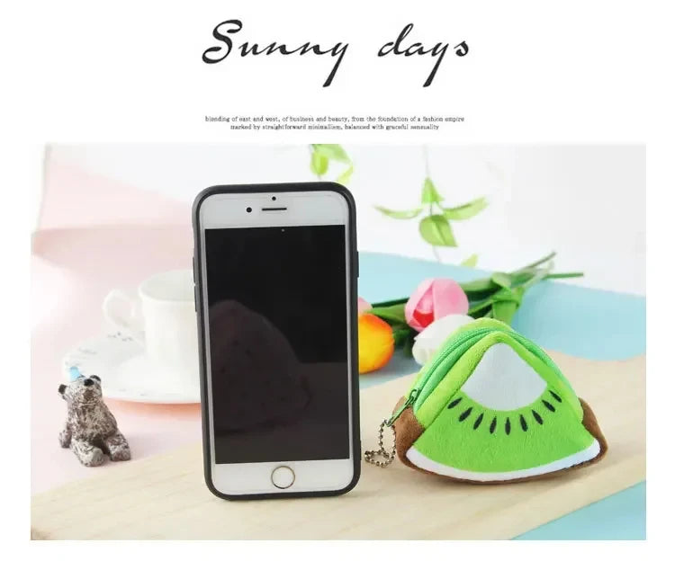 Cartoon Fruit Creative Plush Three-dimensional Coin Wallet Storage Bag School Bag Hanging Children's Holiday Gifts Cartoon Fruit