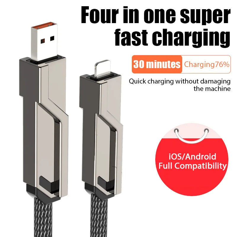 100W 4 in 1 Multi-function Mobile Phone Data Cable PD Fast Charging Cable Charger for Huawei Xiaomi iPhone