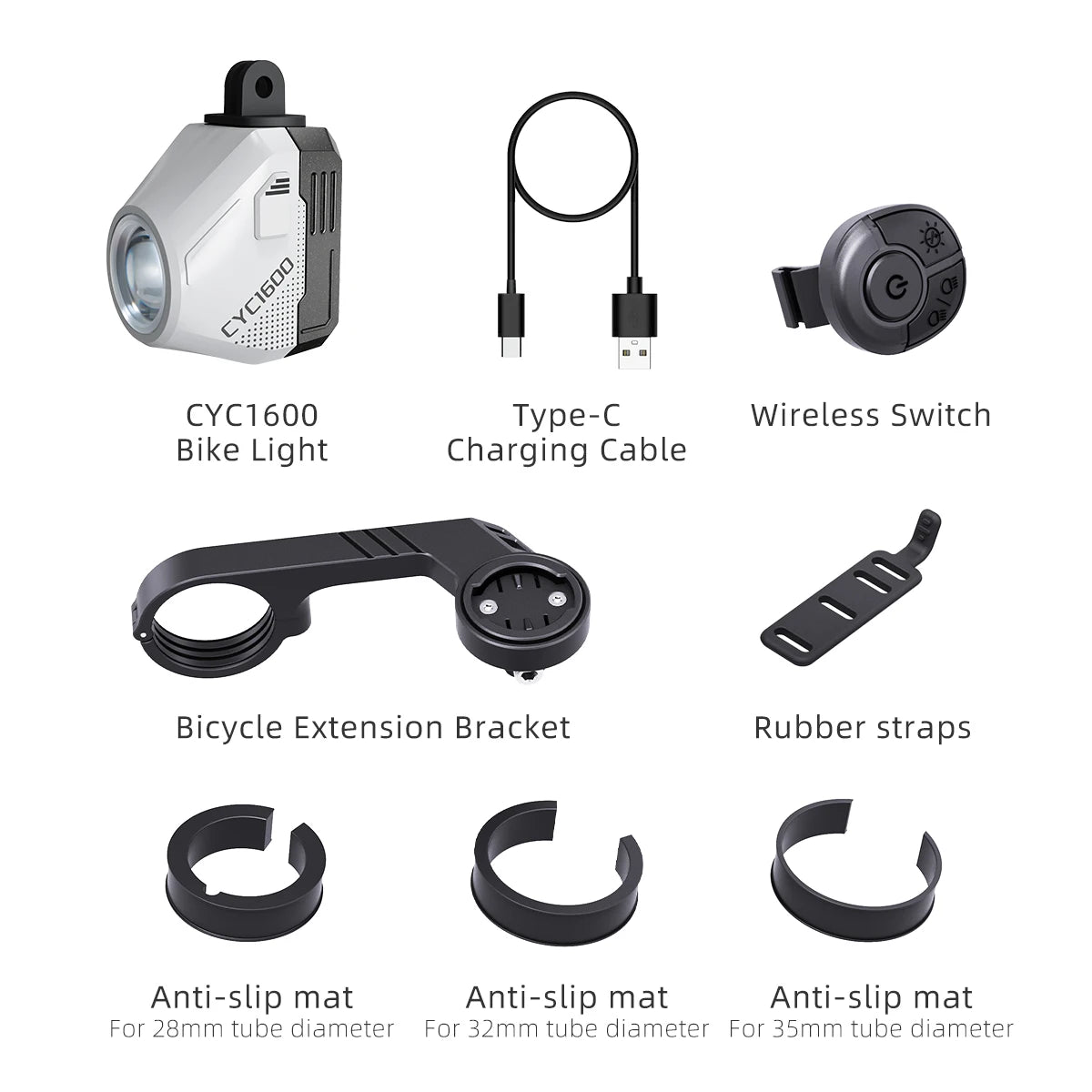 CYCLAMI Hanging Bike Headlight GoPro Ultra Bright Wireless Remote Front Lamp MTB Road High Brightness White CYC 1600 Lumen Light