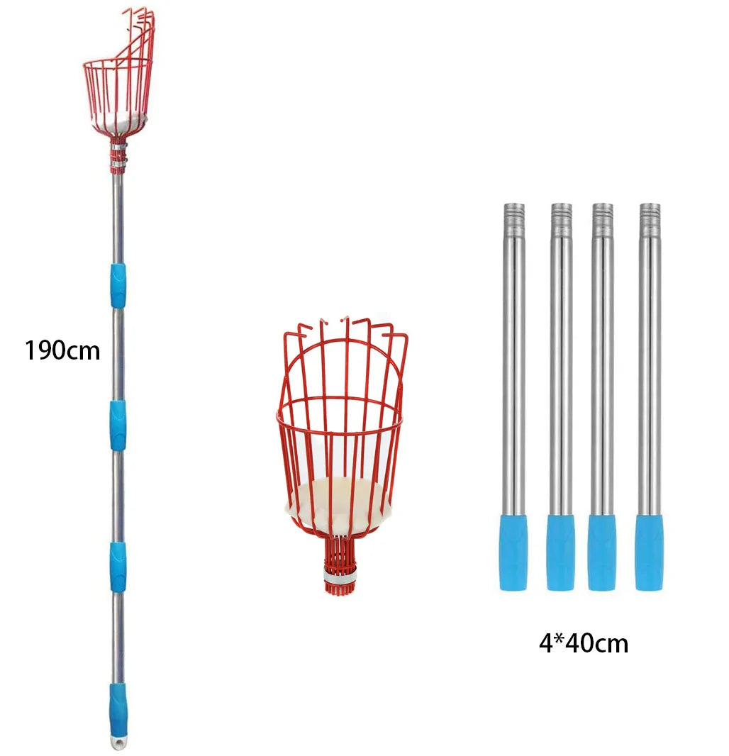 Fruit Picker 260cm Adjustable Deep Basket Convenient Harvesting Fruit Collector Catcher Apple Peach Picking Garden Tools
