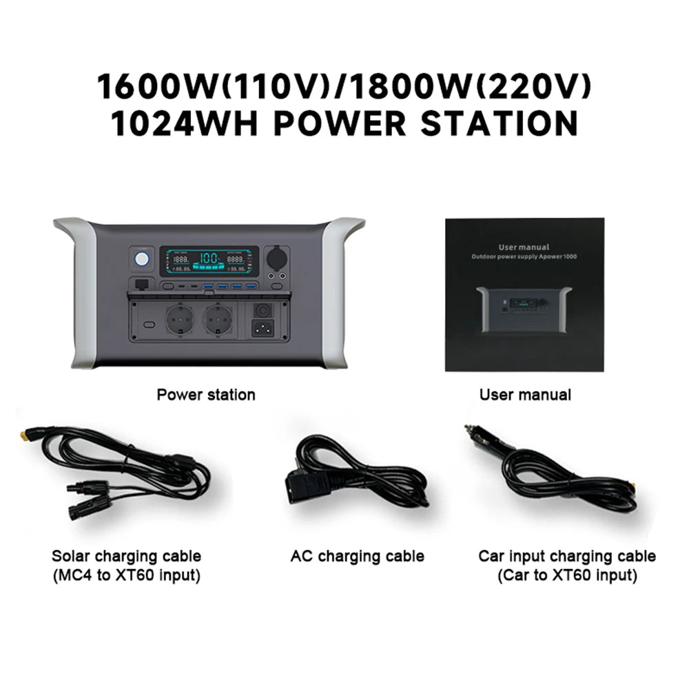 1800W 320000mAh 220V LiFePO4 Battery Portable Power Supply with UPS Function Portable Power Station For Home Appliance