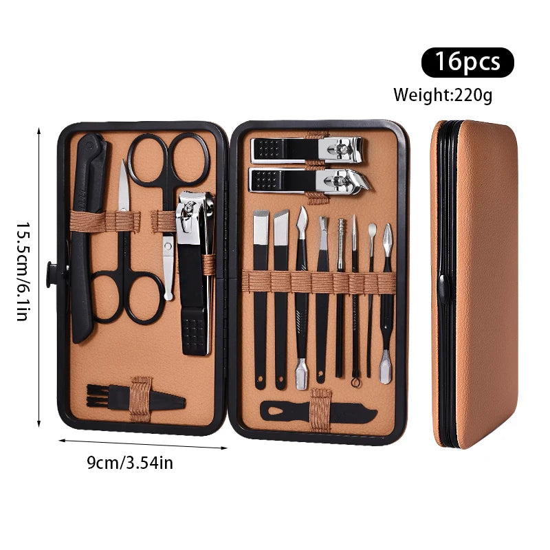 7-24pcs Manicure Tool Set Stainless Steel Cuticle Nipper Cutter Kit Professional Nail Clippers Pedicure Nail Art Grooming Tools