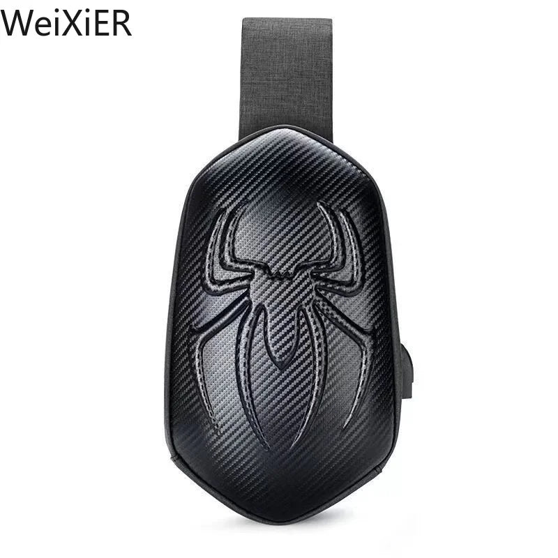 Running Chest Bag for Men USB Charging Fashion Streetwear Sling Pack Crossbody Motor Cycling Backpack for College Student Unisex